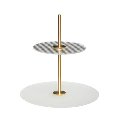 Suporte de Dois Andares Ripple em Vidro e Latão — Ø 30 × 31 cm