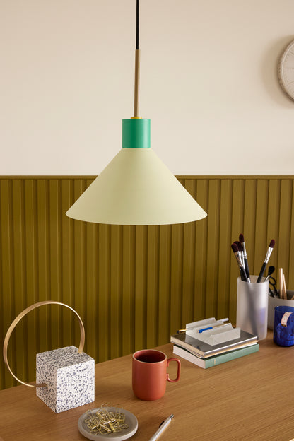 Crayon Iron Pendant Lamp, Light Yellow and Green — Ø 35 × 38 cm