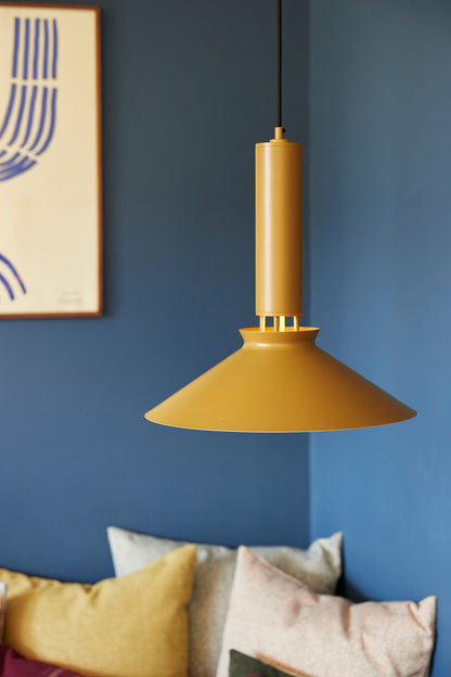 Coney Suspended Lamp in Aluminium and Iron, Mustard — Ø 40 × 42 cm