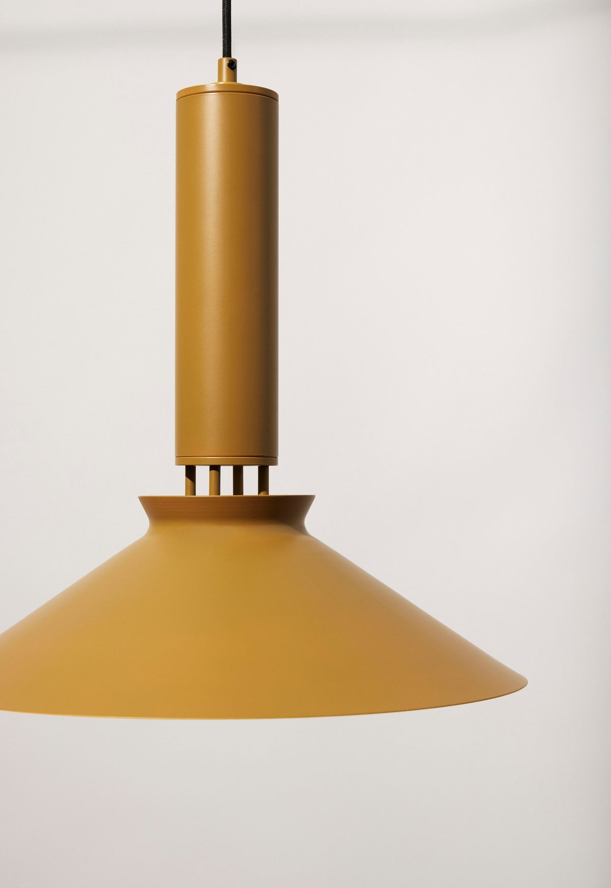 Coney Suspended Lamp in Aluminium and Iron, Mustard — Ø 40 × 42 cm