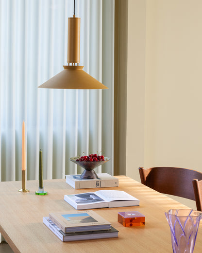 Coney Suspended Lamp in Aluminium and Iron, Mustard — Ø 40 × 42 cm
