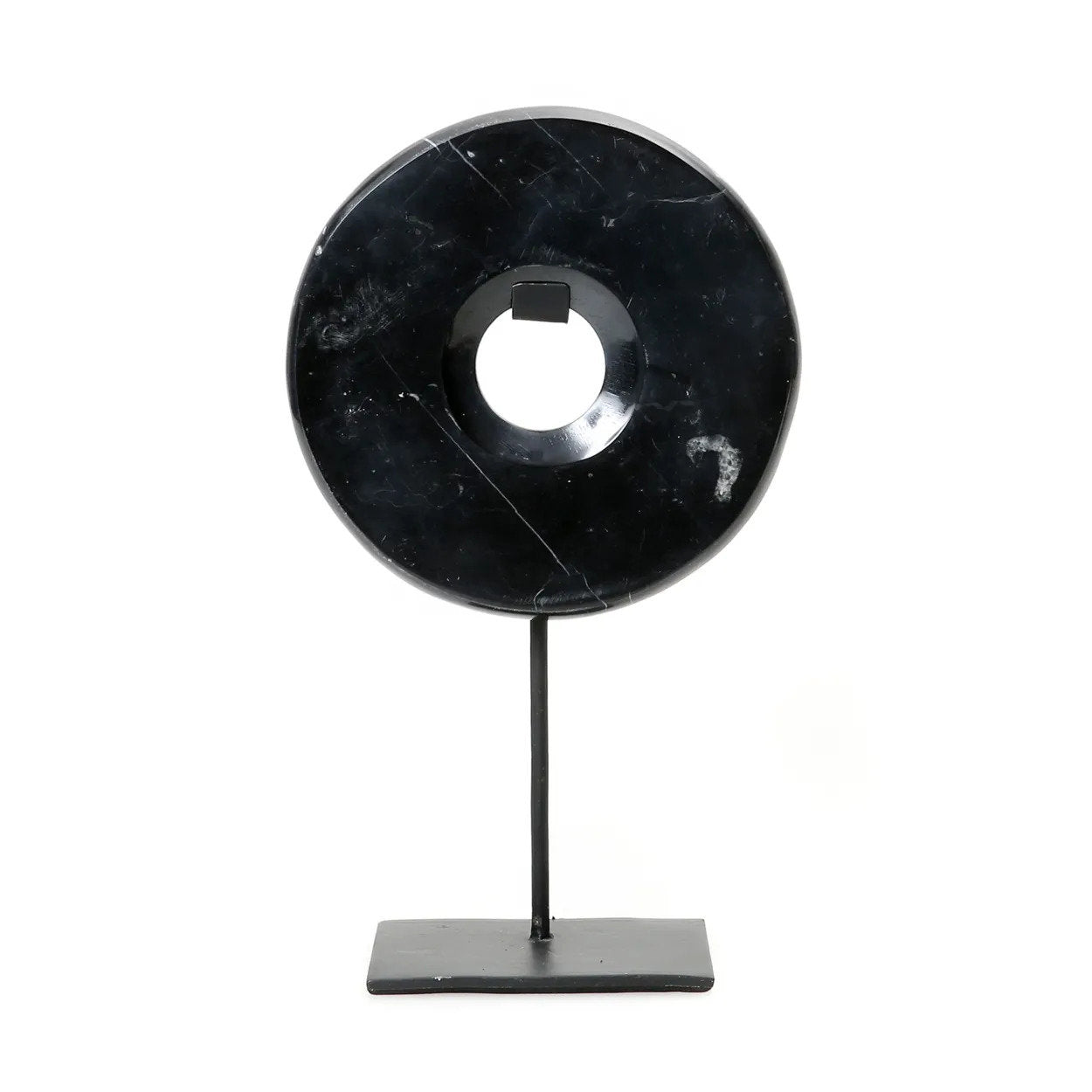 Disco de Mármore com Base em Metal — Preto — M