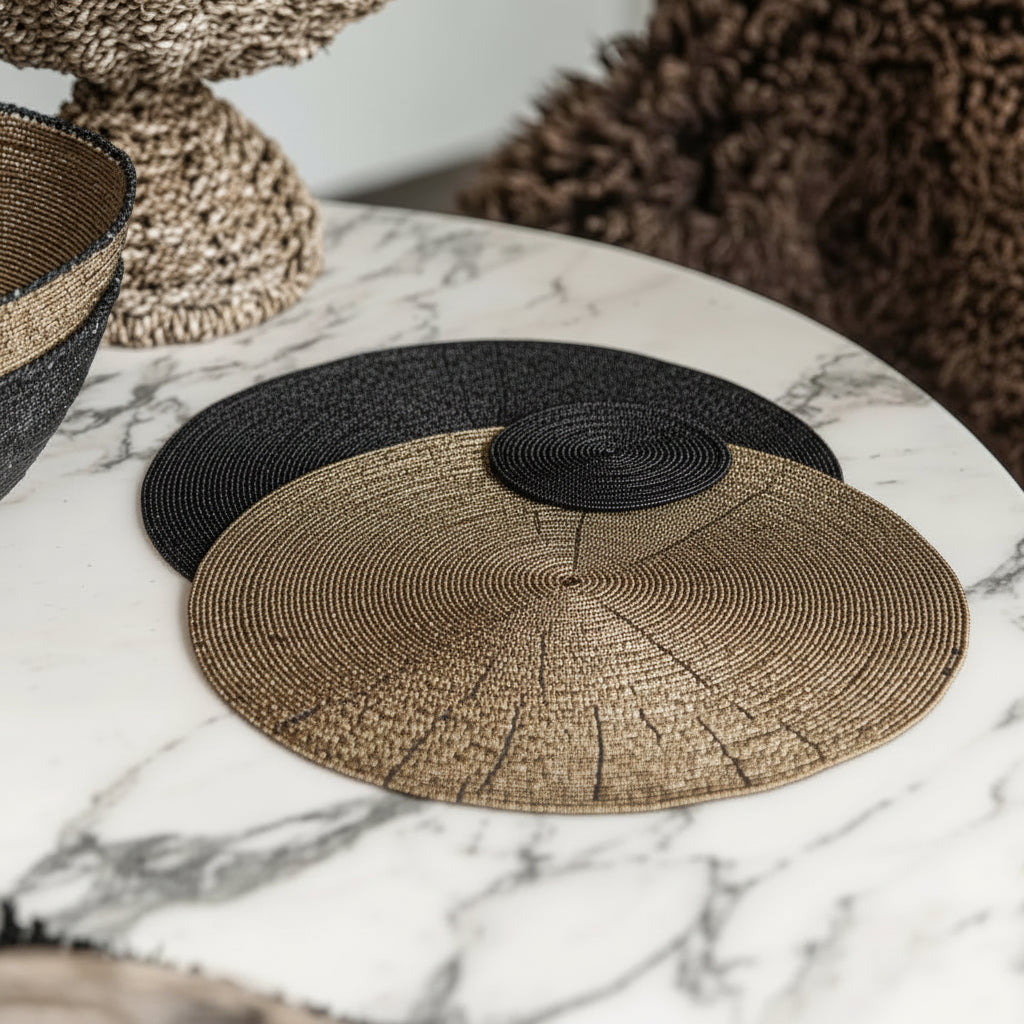 Conjunto de 4 Porta-copos Missangas Preto