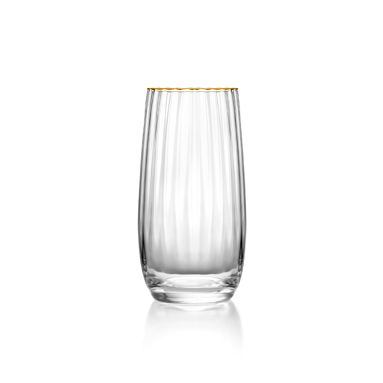 Pack de 6 Copos Altos com Aro Dourado — 15 cm