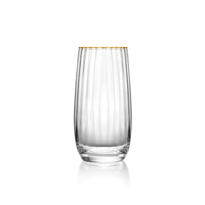 Pack de 6 Copos Altos com Aro Dourado — 15 cm