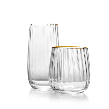 Pack de 6 Copos Altos com Aro Dourado — 15 cm