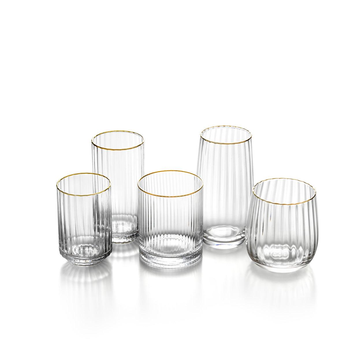 Pack de 6 Copos Altos com Aro Dourado — 15 cm