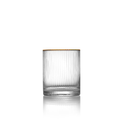 Pack de 6 Copos Baixos Golden Sip com Aro Dourado — 10 cm