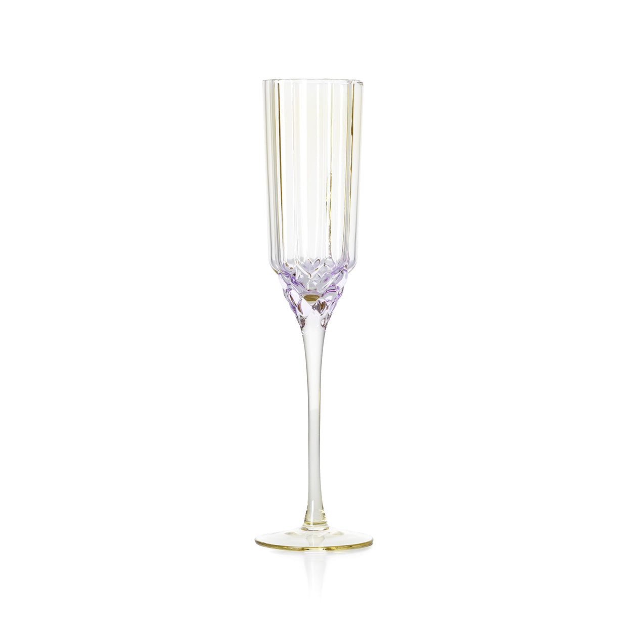 Pack de 6 Flutes de Champanhe Pink Blush em Vidro Reciclado, Lilás e Dourado — 26,5 cm