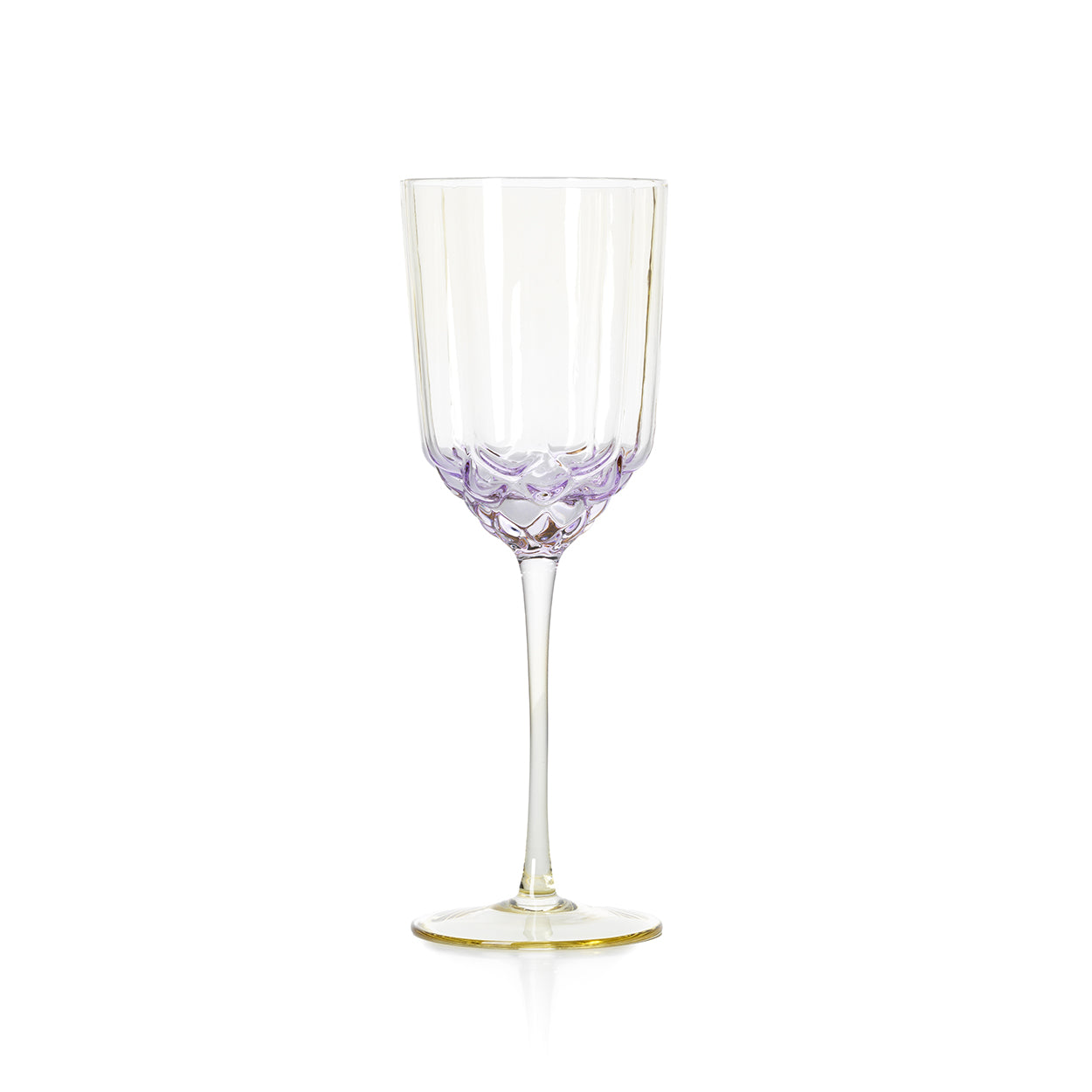 Pack de 6 Taças de Vinho Pink Blush em Vidro Reciclado, Lilás e Dourado — 24,5 cm