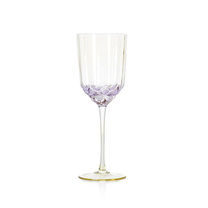 Pack de 6 Taças de Vinho Pink Blush em Vidro Reciclado, Lilás e Dourado — 24,5 cm