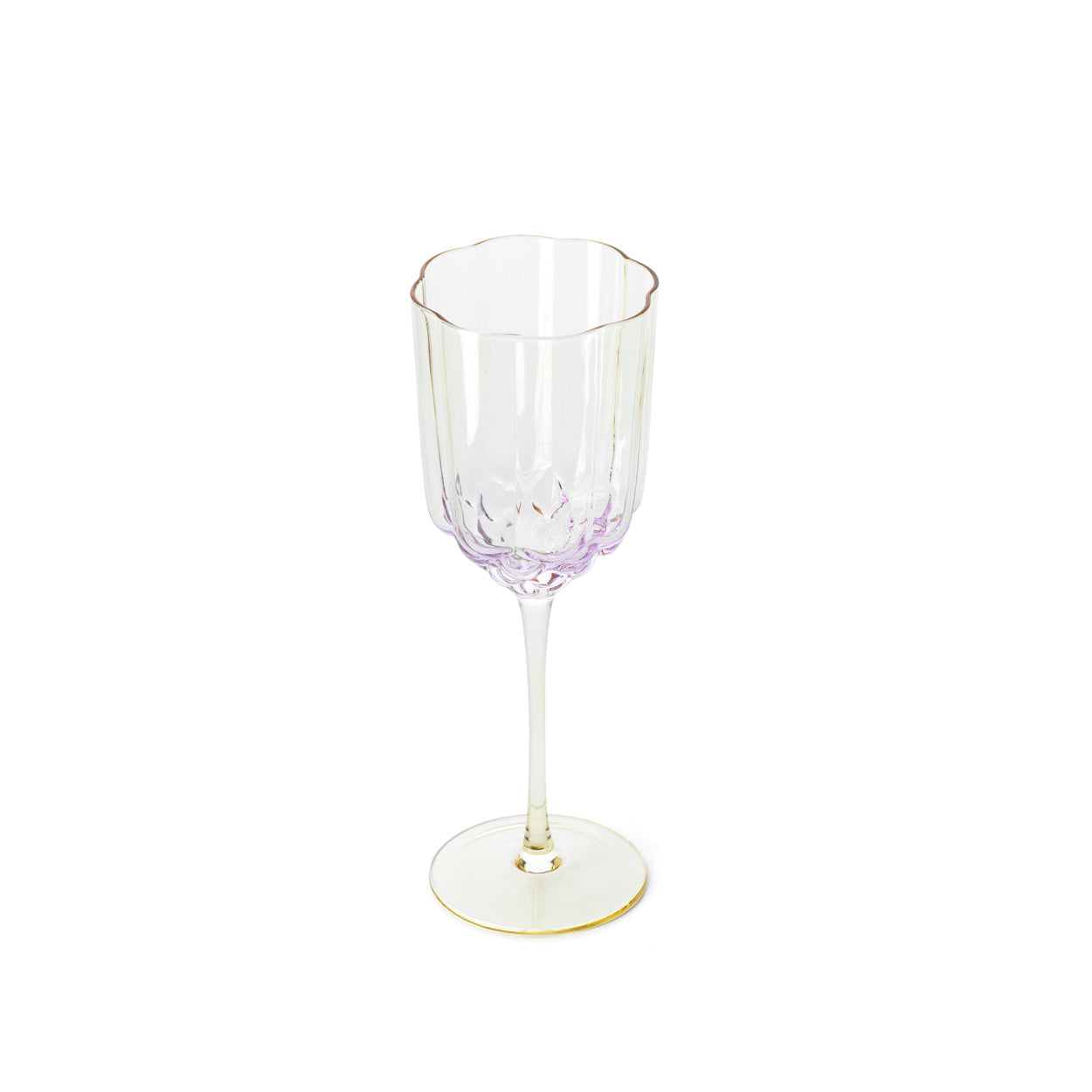 Pack de 6 Taças de Vinho Pink Blush em Vidro Reciclado, Lilás e Dourado — 24,5 cm