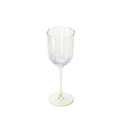 Pack de 6 Taças de Vinho Pink Blush em Vidro Reciclado, Lilás e Dourado — 24,5 cm
