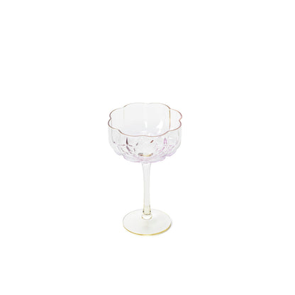Pack de 6 Taças Coupe Pink Blush em Vidro Reciclado, Lilás e Dourado — 16,5 cm
