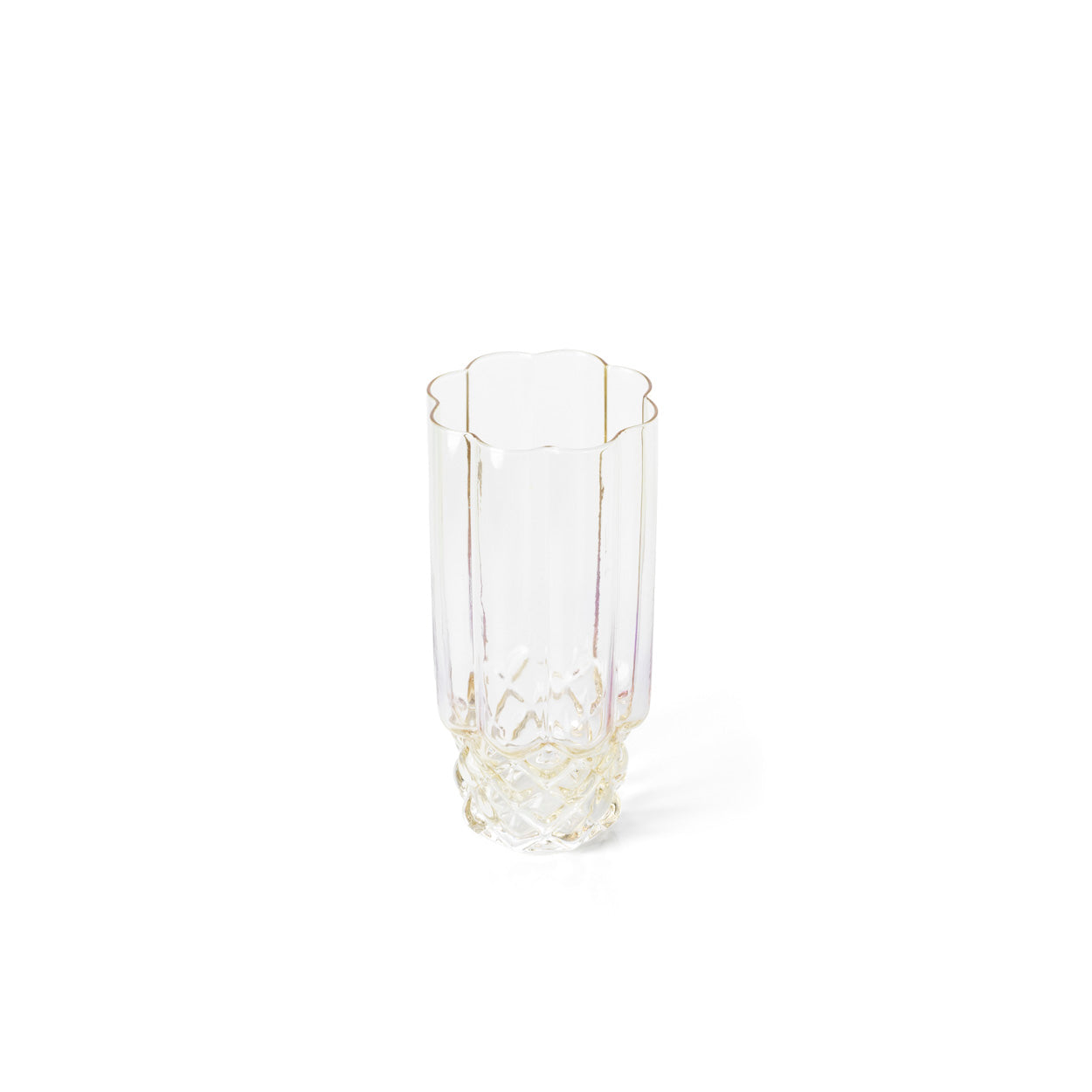 Pack de 6 Copos Altos Pink Blush em Vidro Reciclado, Lilás e Dourado — 16 cm