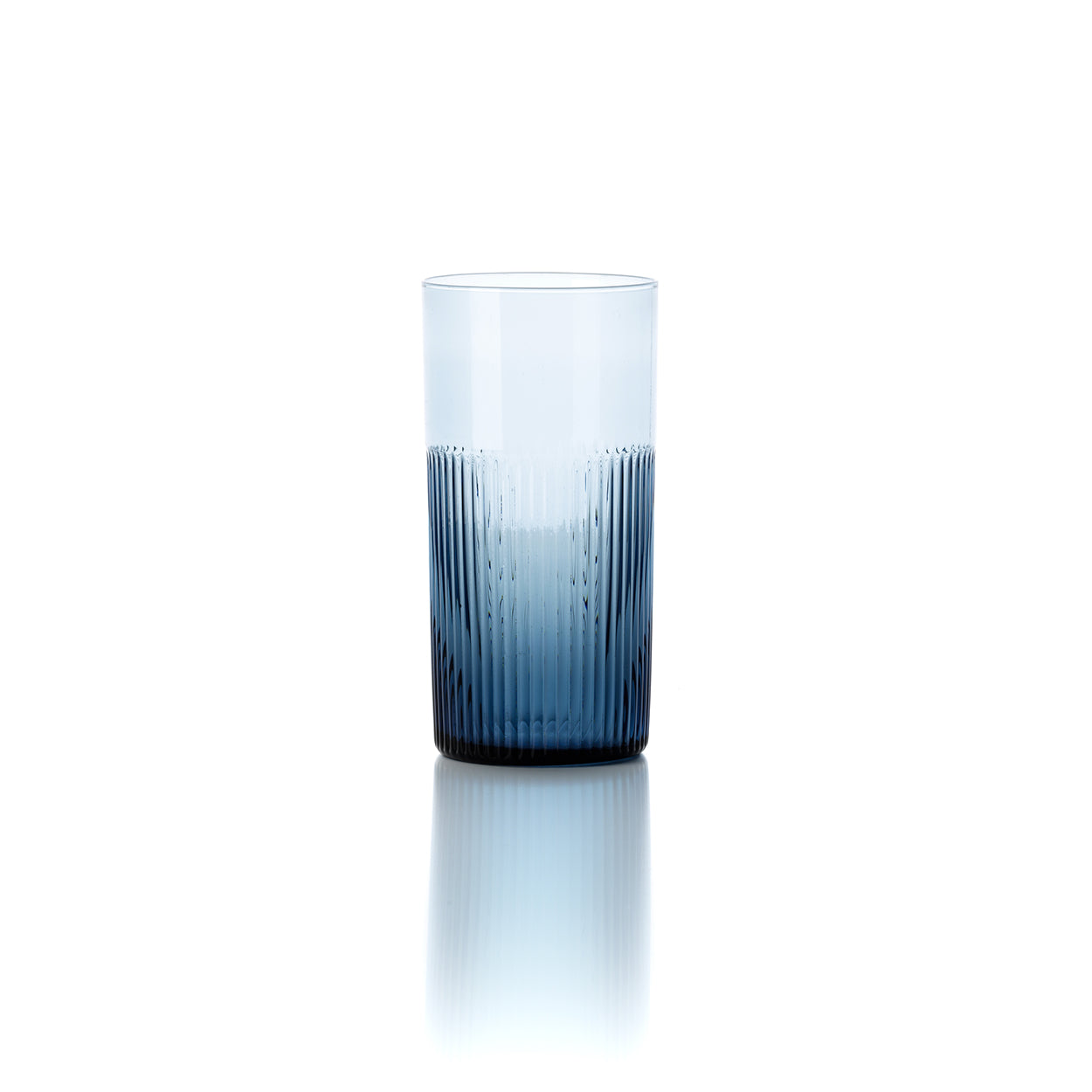 Pack de 6 Copos Altos Ondulados Azure em Vidro Reciclado, Azul — 15,3 cm