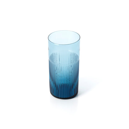 Pack de 6 Copos Altos Ondulados Azure em Vidro Reciclado, Azul — 15,3 cm