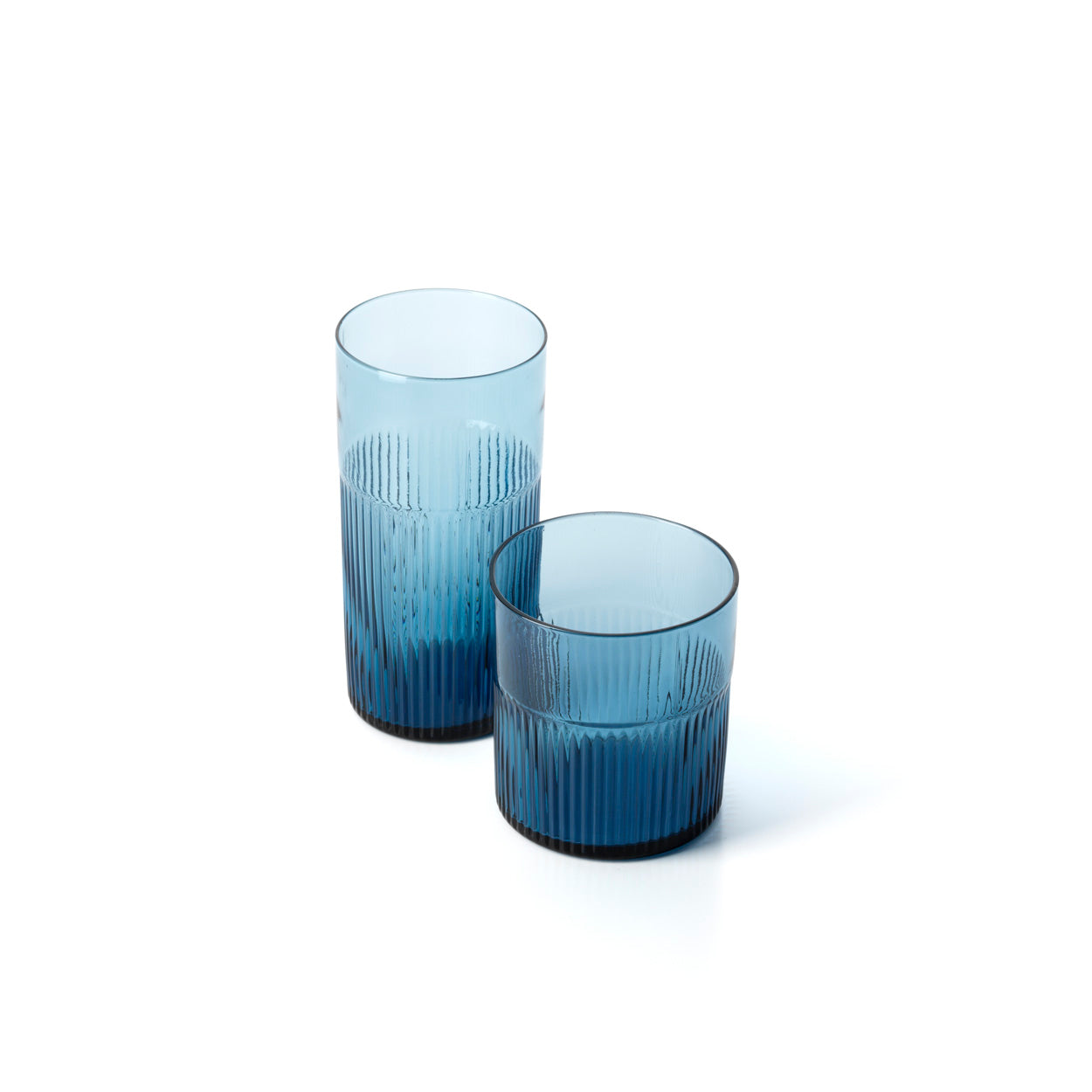Pack de 6 Copos Altos Ondulados Azure em Vidro Reciclado, Azul — 15,3 cm