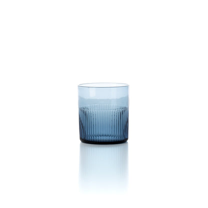 Pack de 6 Copos Baixos Ondulados Azure em Vidro Reciclado, Azul — 9,5 cm
