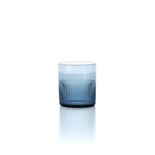 Pack de 6 Copos Baixos Ondulados Azure em Vidro Reciclado, Azul — 9,5 cm