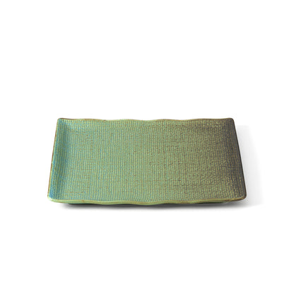 Prato Quadrado Lagoon em Cerâmica Verde-Azulada — 25 × 25 cm