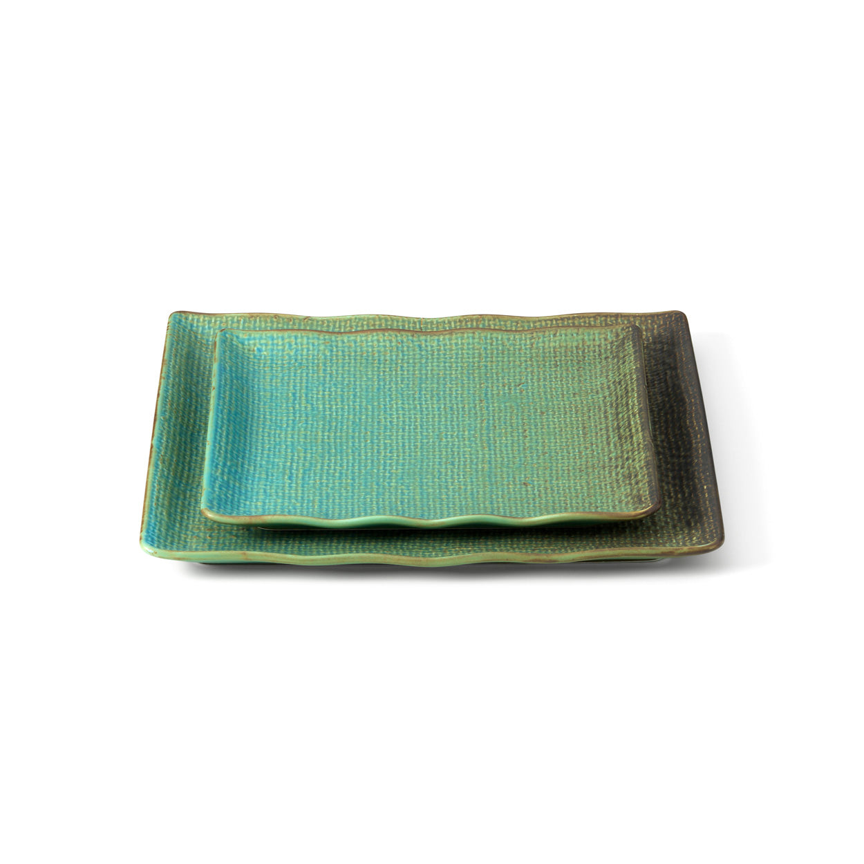 Prato Quadrado Lagoon em Cerâmica Verde-Azulada — 25 × 25 cm