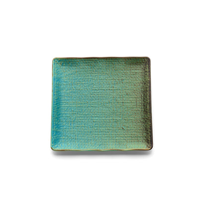 Lagoon Square Plate in Teal Ceramic — 20 × 20 cm