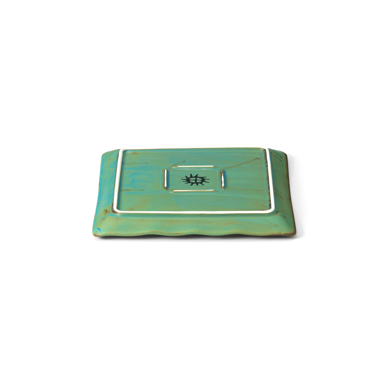 Lagoon Square Plate in Teal Ceramic — 20 × 20 cm