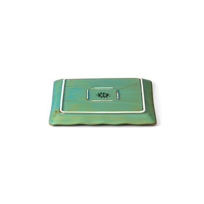 Lagoon Square Plate in Teal Ceramic — 20 × 20 cm