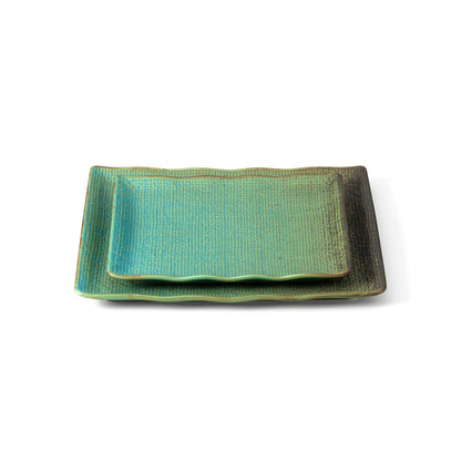 Lagoon Square Plate in Teal Ceramic — 20 × 20 cm