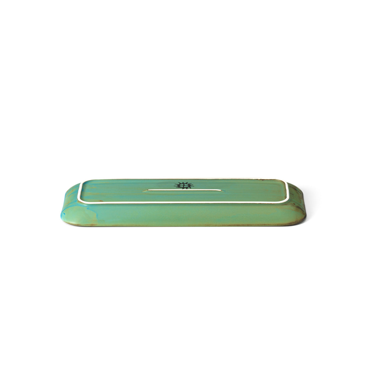 Prato Rectangular Lagoon em Cerâmica Verde-Azulada — 36 × 14 cm
