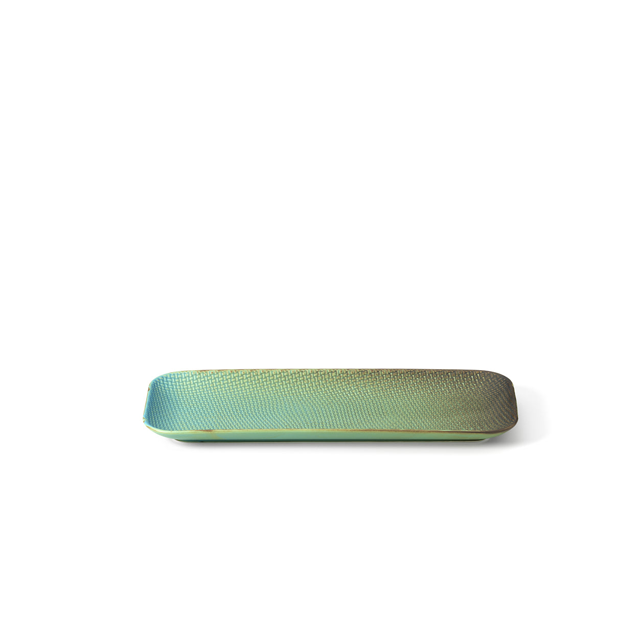 Prato Rectangular Lagoon em Cerâmica Verde-Azulada — 30 × 12 cm