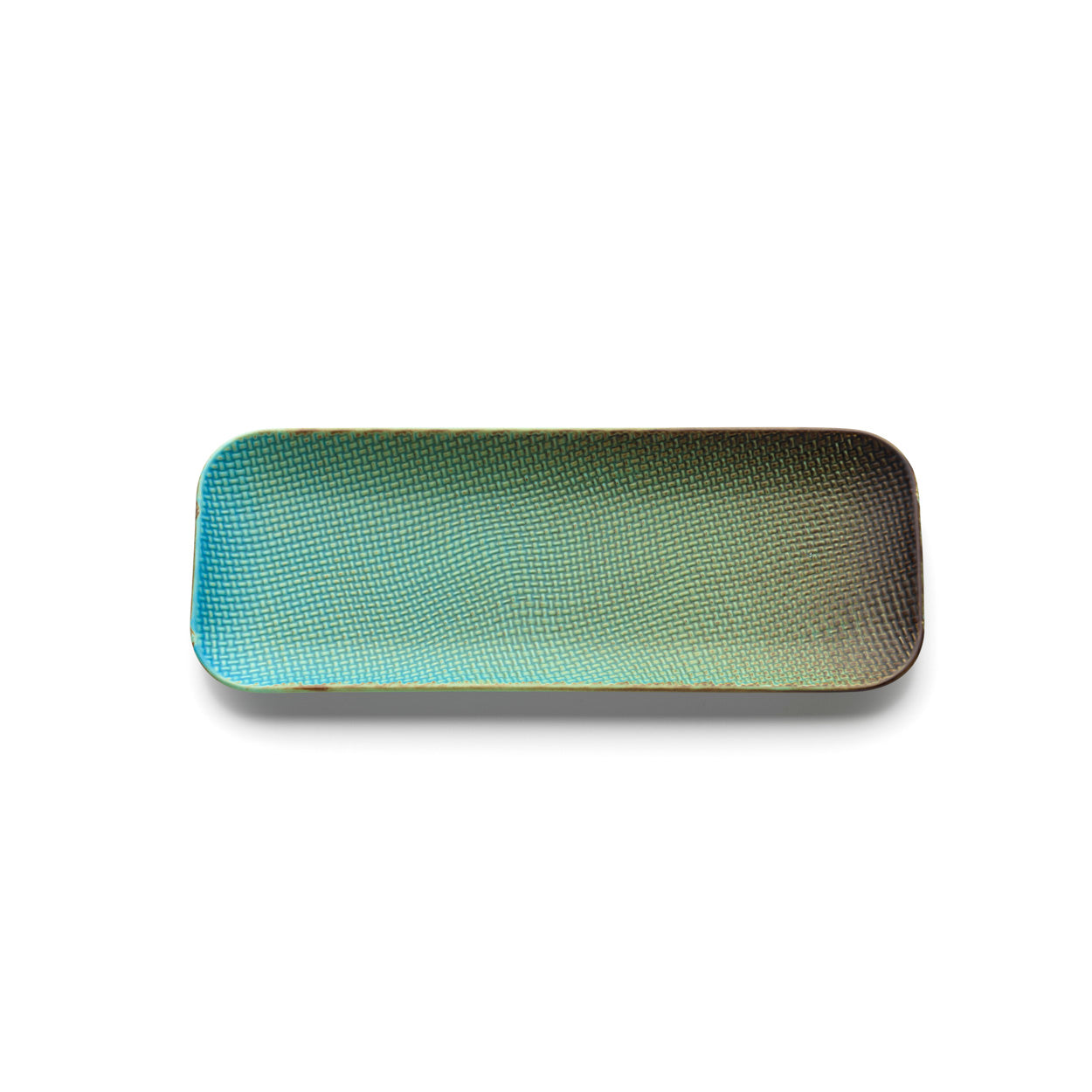 Prato Rectangular Lagoon em Cerâmica Verde-Azulada — 30 × 12 cm
