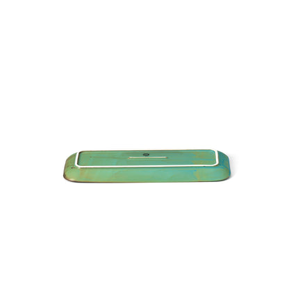 Prato Rectangular Lagoon em Cerâmica Verde-Azulada — 30 × 12 cm