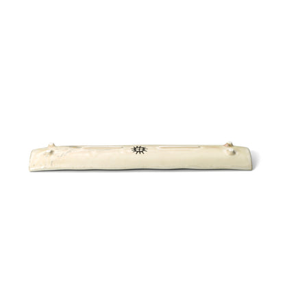 Travessa Longa Da Rocha em Cerâmica Branco-Mel — 39 × 8 cm