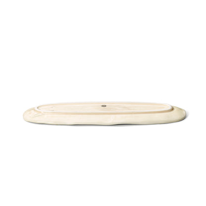 Travessa Oval Da Rocha em Cerâmica Branco-Mel — 41 × 11,5 cm