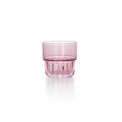 Pack de 6 Copos Facetados em Vidro Rosa Blush — 8,3 × 8 cm