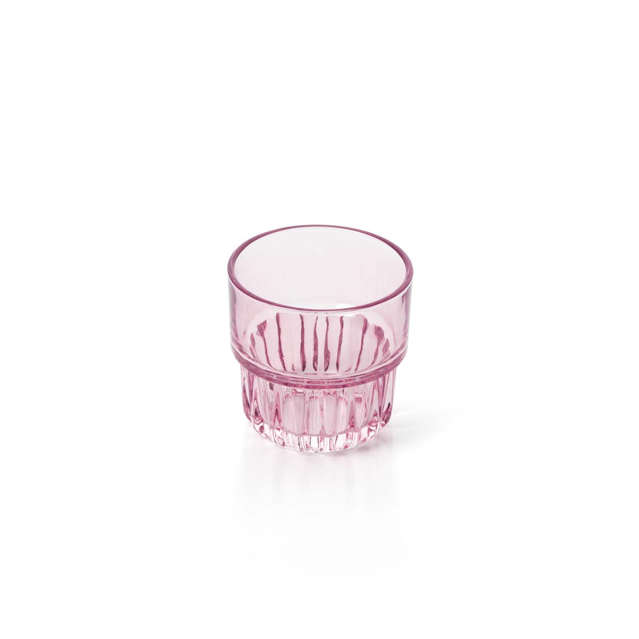 Pack de 6 Copos Facetados em Vidro Rosa Blush — 8,3 × 8 cm