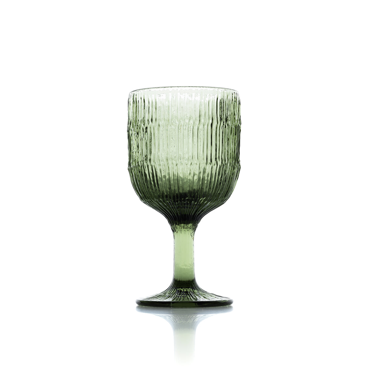 Pack de 6 Copos de Vinho Moss Ripple em Vidro Reciclado Verde — 16 cm