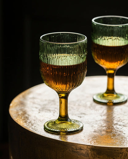 Pack de 6 Copos de Vinho Moss Ripple em Vidro Reciclado Verde — 16 cm