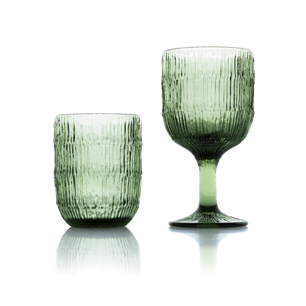Pack de 6 Copos de Vinho Moss Ripple em Vidro Reciclado Verde — 16 cm