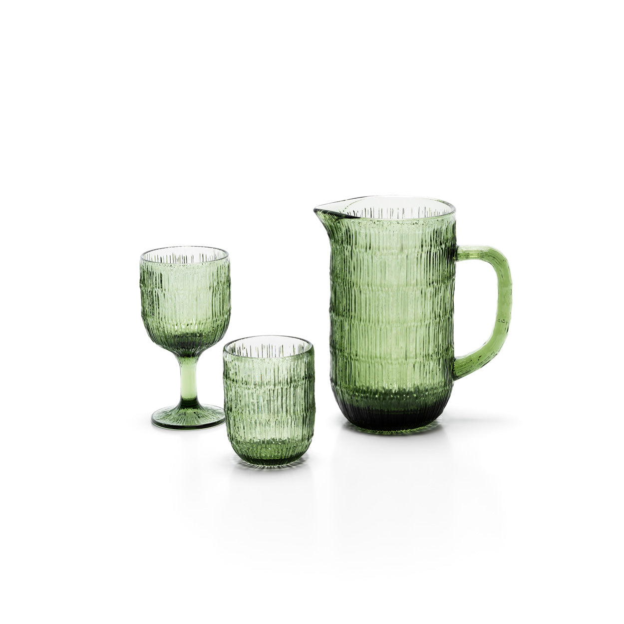Pack de 6 Copos de Vinho Moss Ripple em Vidro Reciclado Verde — 16 cm