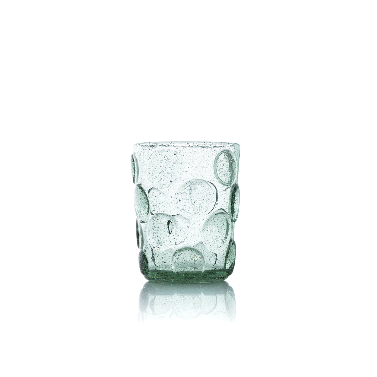 Pack de 6 Copos de Água com Pontos Foscos — Vidro Reciclado Verde-Água