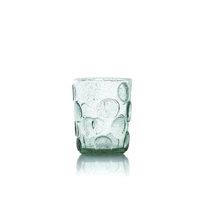 Pack de 6 Copos de Água com Pontos Foscos — Vidro Reciclado Verde-Água