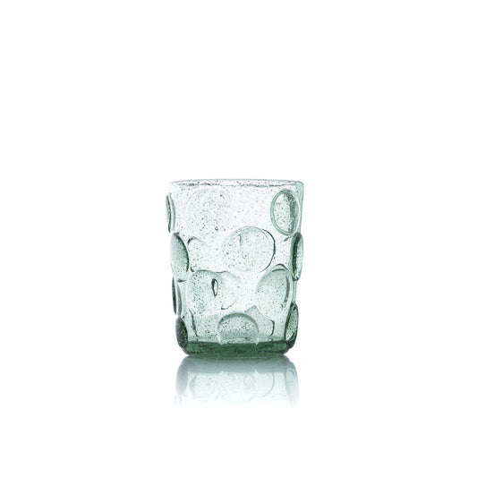 Pack de 6 Copos de Água com Pontos Foscos — Vidro Reciclado Verde-Água