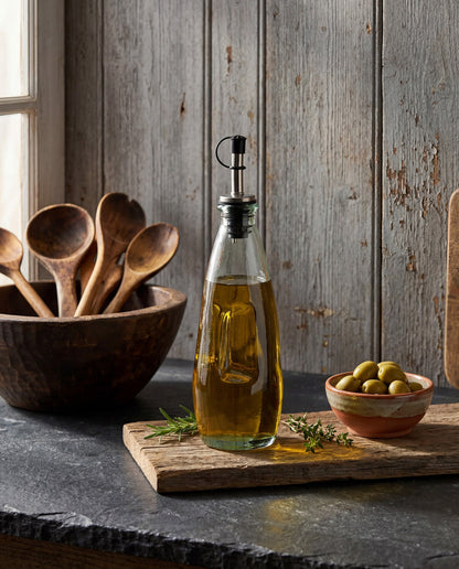 Light-Blue Glass Olive Oil Bottle No. 03 — 23 cm