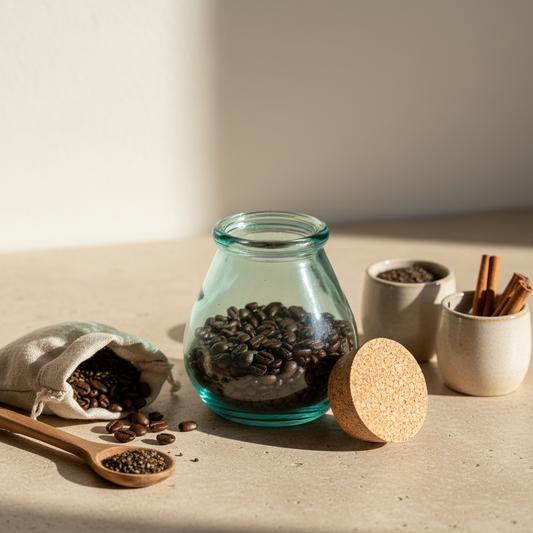 Blue Glass Belly Jar — M