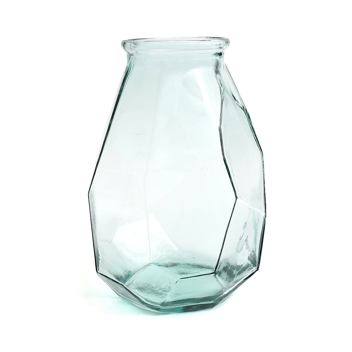 Vaso Origami Longo em Vidro — Azul