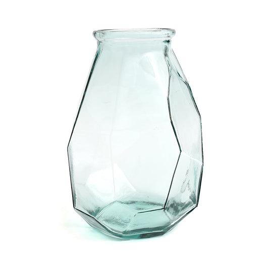 Vaso Origami Longo em Vidro — Azul