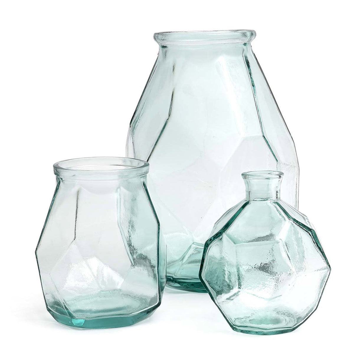 Vaso Origami Longo em Vidro — Azul